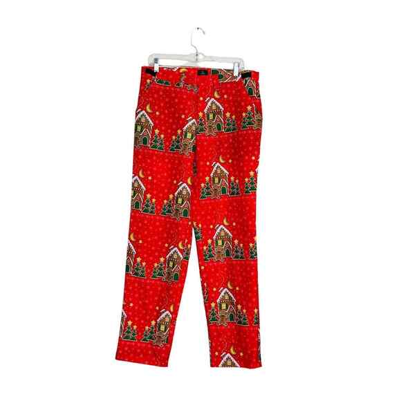 Unbranded Mens Ugly Christmas Gingerbread Trouser Pants Red Medium 34x33 - Picture 1 of 7